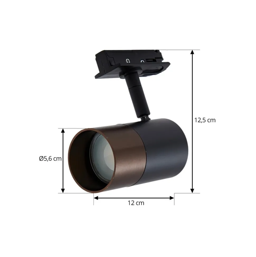 Railspot Lindby, GU10, Ø 6 cm, zwart/bruin