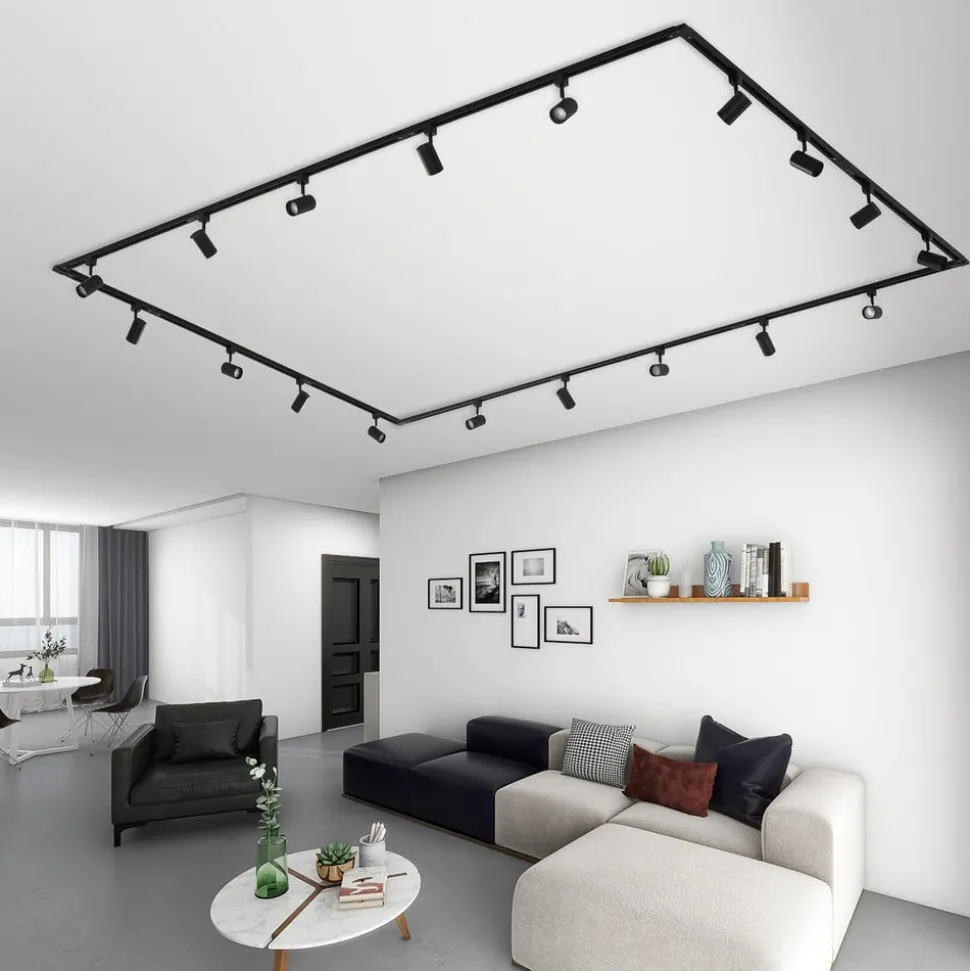 Railsysteem Lindby Linaro, GU10, 18-lichts, zwart