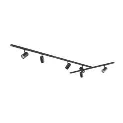 Railsysteem Lindby Linaro, GU10, 6-lamps, zwart, T-vorm