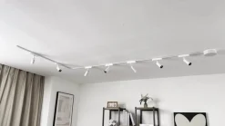 Railsystem 48 V Lumaro, spots, 7-lamps, wit, Ø4cm, dimbaar