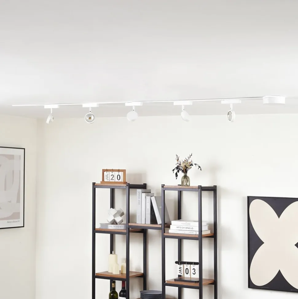 Railsystem 48 V Lumaro, spots, 5-lamps, wit, Ø7cm, dimbaar