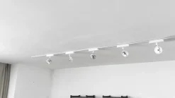 Railsystem 48 V Lumaro, spots, 5-lamps, wit, Ø7cm, dimbaar