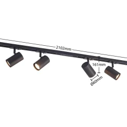 Railsystem Linaro, GU10, 4-lamps, zwart, Ø 6 cm