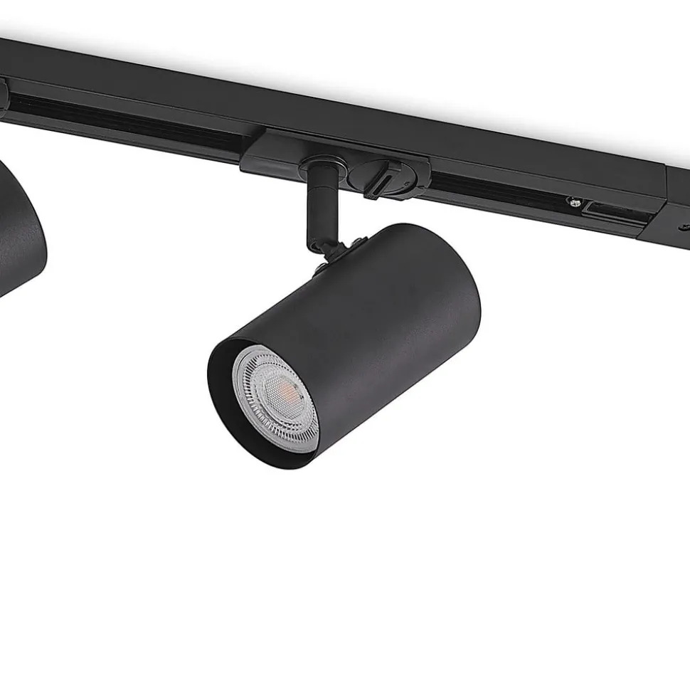 Railsystem Linaro, GU10, 4-lamps, zwart, Ø 6 cm