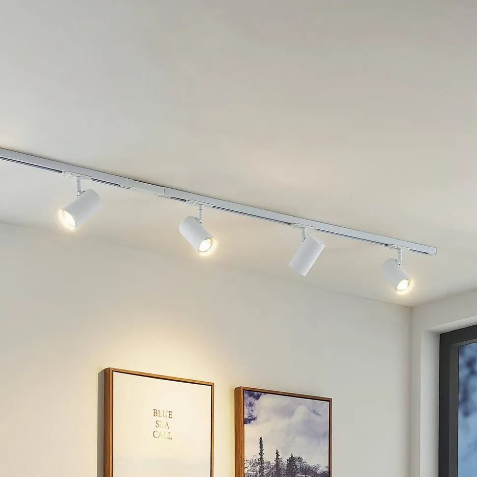 Railsystem Linaro, GU10, 4-lamps, wit, Ø 6 cm