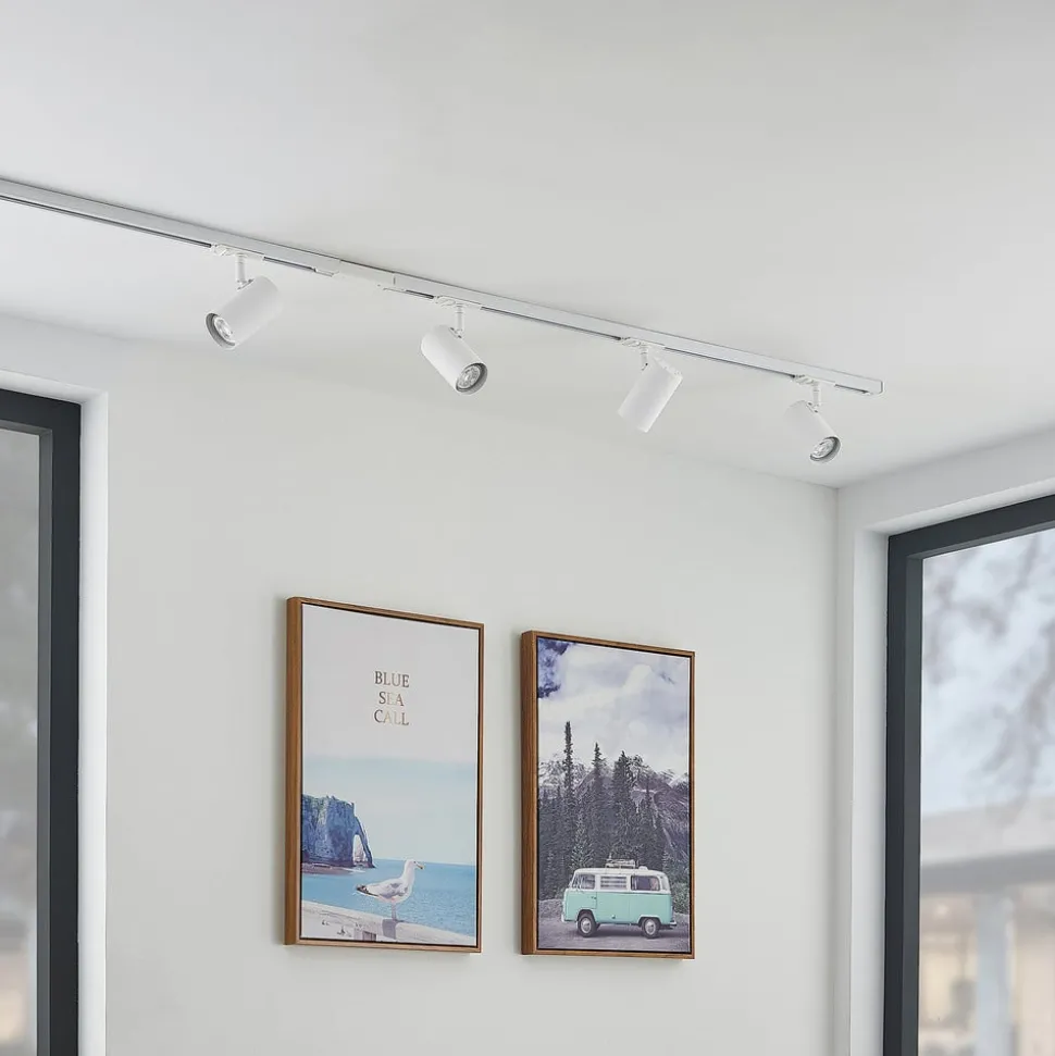Railsystem Linaro, GU10, 4-lamps, wit, Ø 6 cm