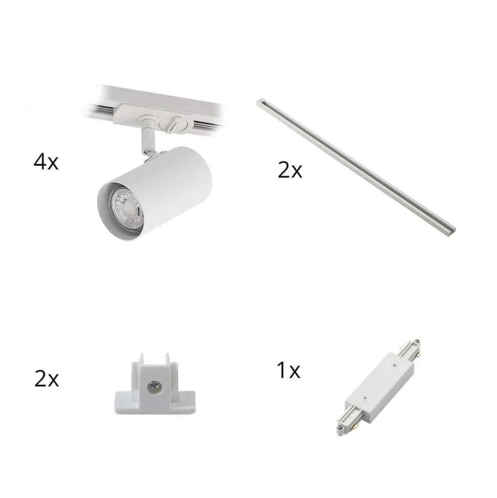 Railsystem Linaro, GU10, 4-lamps, wit, Ø 6 cm