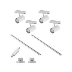 Railsystem Linaro, GU10, 4-lamps, wit, Ø 6 cm