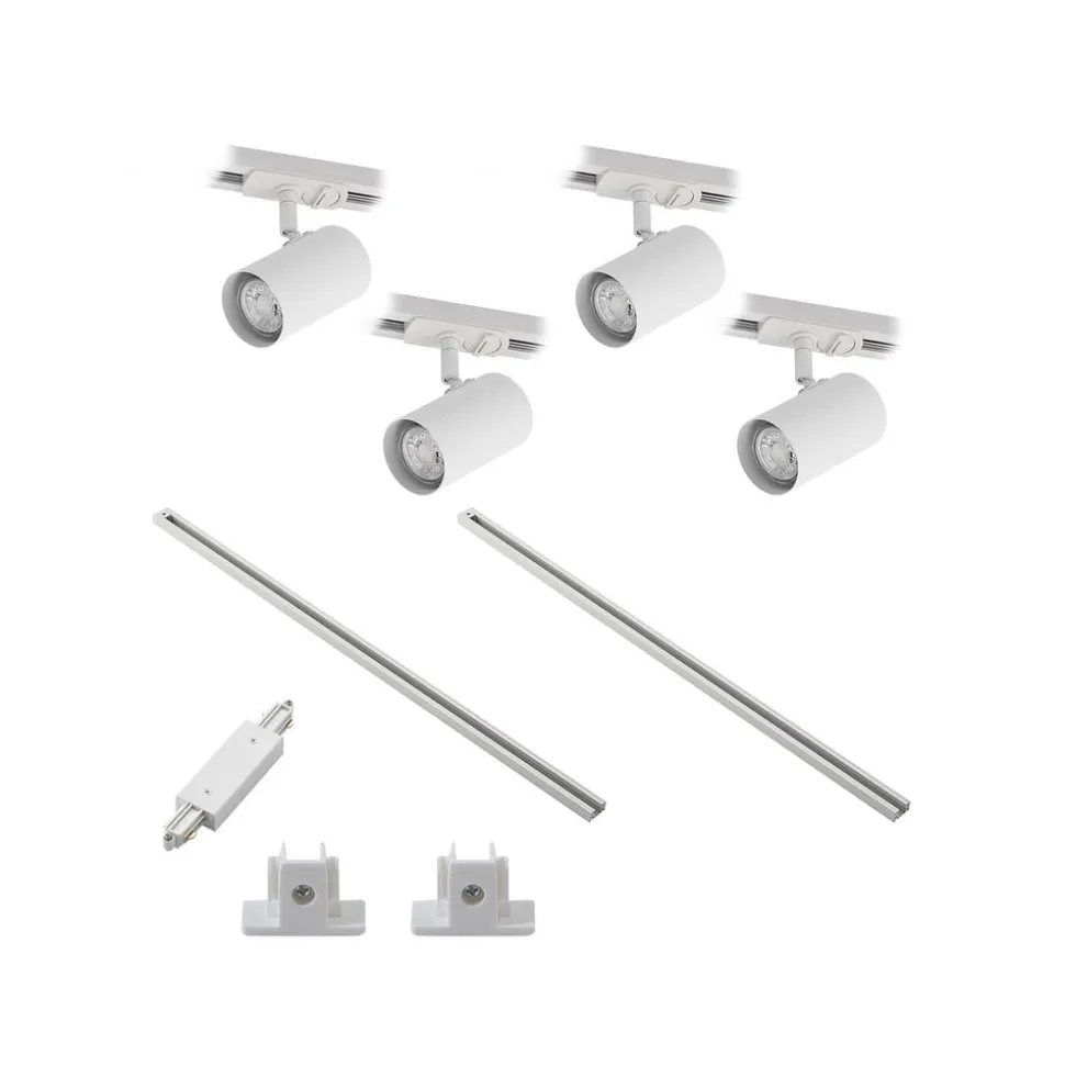 Railsystem Linaro, GU10, 4-lamps, wit, Ø 6 cm