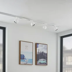 Railsystem Linaro, GU10, 4-lamps, wit, Ø 9 cm