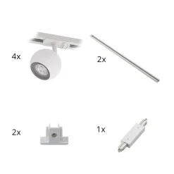 Railsystem Linaro, GU10, 4-lamps, wit, Ø 9 cm
