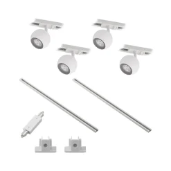 Railsystem Linaro, GU10, 4-lamps, wit, Ø 9 cm