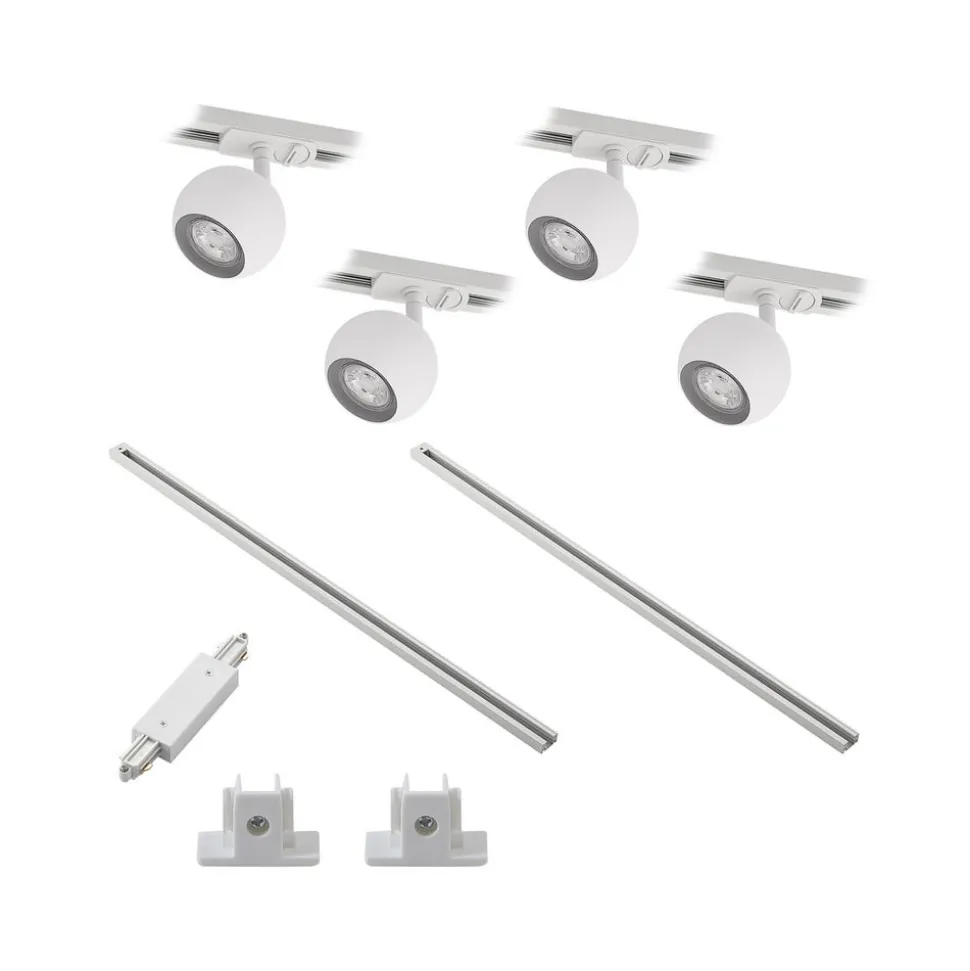 Railsystem Linaro, GU10, 4-lamps, wit, Ø 9 cm