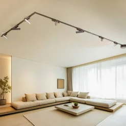 Railsystem Lumaro, lichtpunten, 7-lamps, zwart, 48V, dimbaar