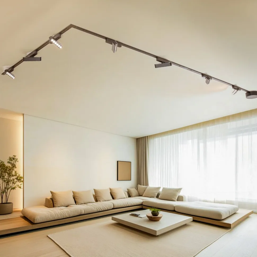 Railsystem Lumaro, lichtpunten, 7-lamps, zwart, 48V, dimbaar