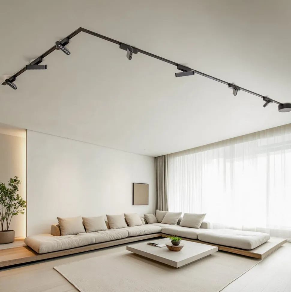 Railsystem Lumaro, lichtpunten, 7-lamps, zwart, 48V, dimbaar