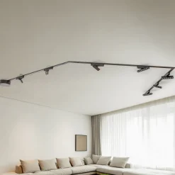 Railsystem Lumaro, lichtpunten, 7-lamps, zwart, 48V, dimbaar