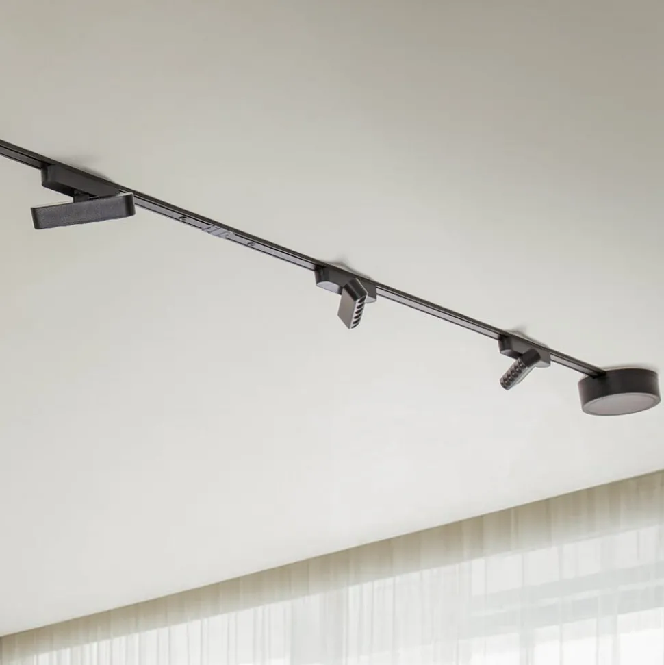 Railsystem Lumaro, lichtpunten, 7-lamps, zwart, 48V, dimbaar