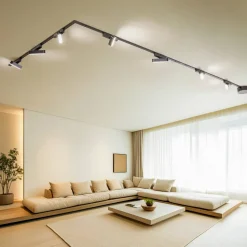 Railsystem Lumaro,lichtlijst,7-lamps,zwart,48V,dimbaar