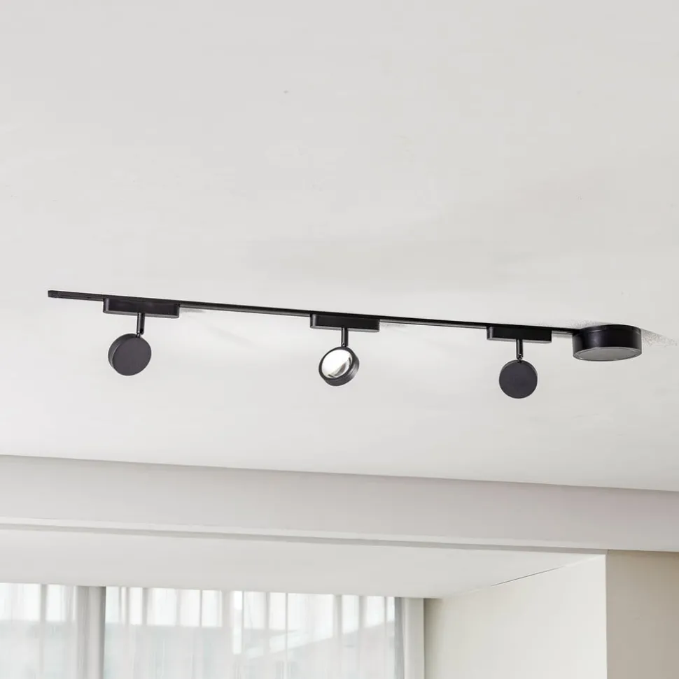 Railsystem 48V Lumaro, spots, 3-lamps, zwart, Ø 7,3cm