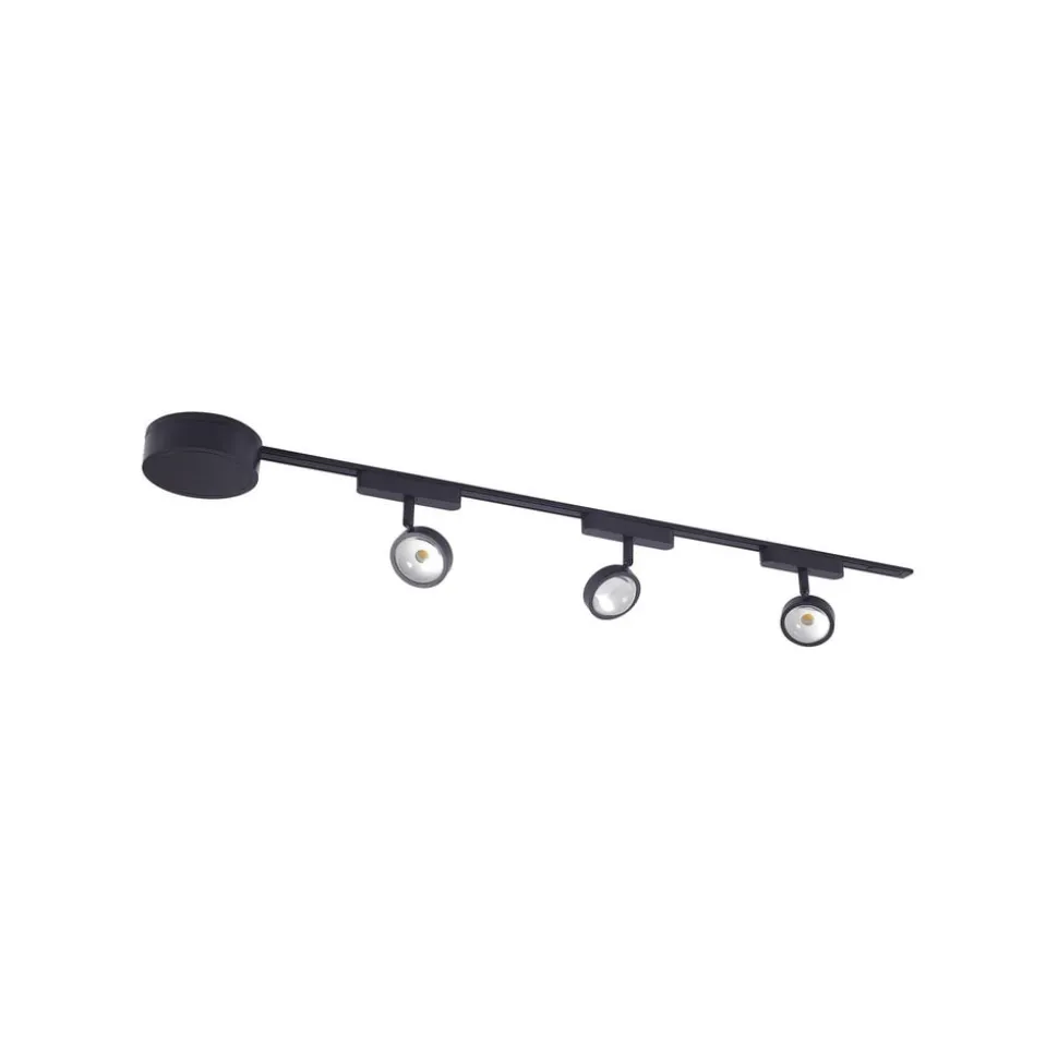 Railsystem 48V Lumaro, spots, 3-lamps, zwart, Ø 7,3cm