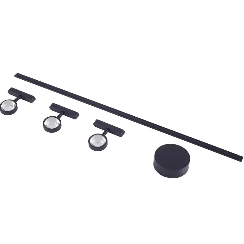 Railsystem 48V Lumaro, spots, 3-lamps, zwart, Ø 7,3cm