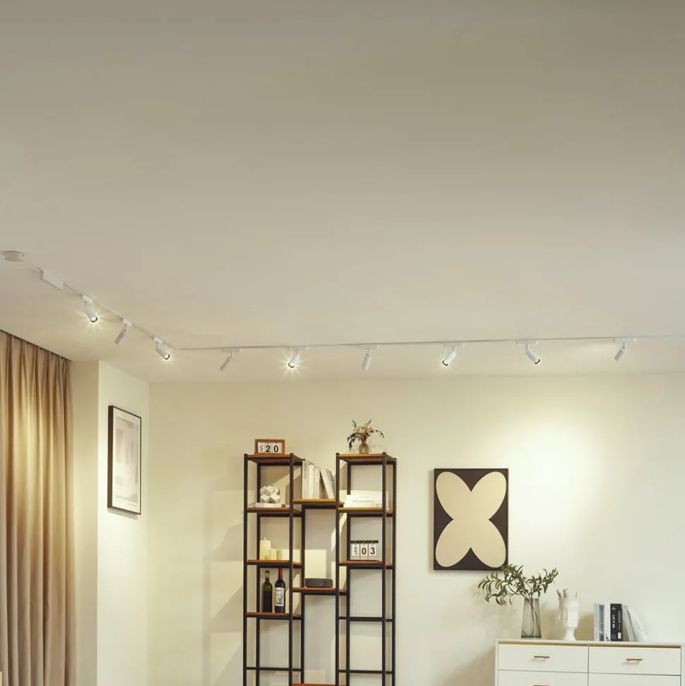 Railsystem 48V Lumaro, spots, 9-lamps, wit, Ø4cm, 25cm, dimbaar