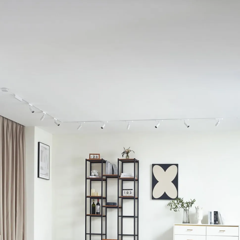 Railsystem 48V Lumaro, spots, 9-lamps, wit, Ø4cm, 25cm, dimbaar