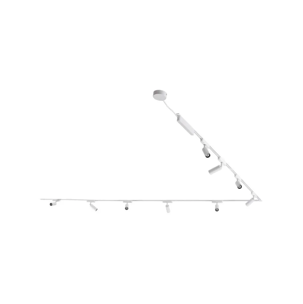 Railsystem 48V Lumaro, spots, 9-lamps, wit, Ø4cm, 25cm, dimbaar