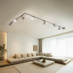 Railsystem 48V Lumaro spots 7-lamps zwart Ø8cm dimbaar