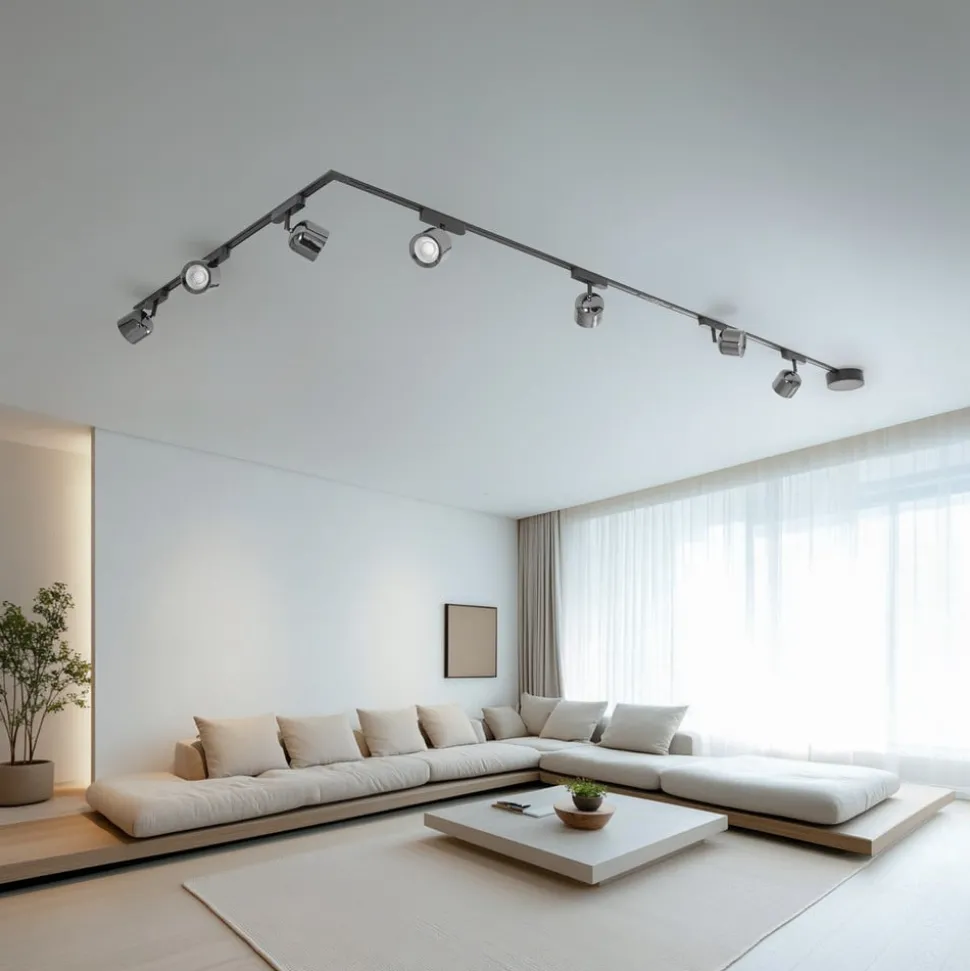 Railsystem 48V Lumaro spots 7-lamps zwart Ø8cm dimbaar