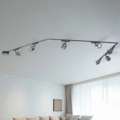 Railsystem 48V Lumaro spots 7-lamps zwart Ø8cm dimbaar