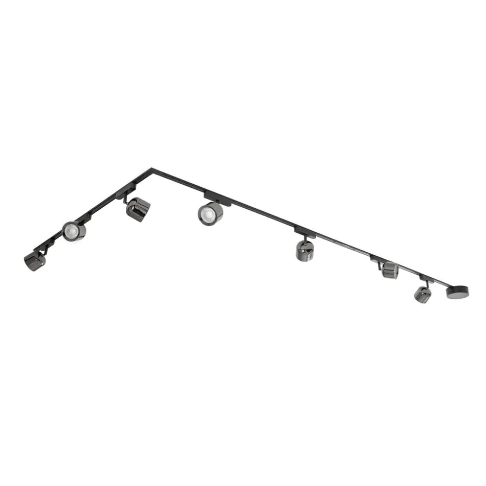 Railsystem 48V Lumaro spots 7-lamps zwart Ø8cm dimbaar