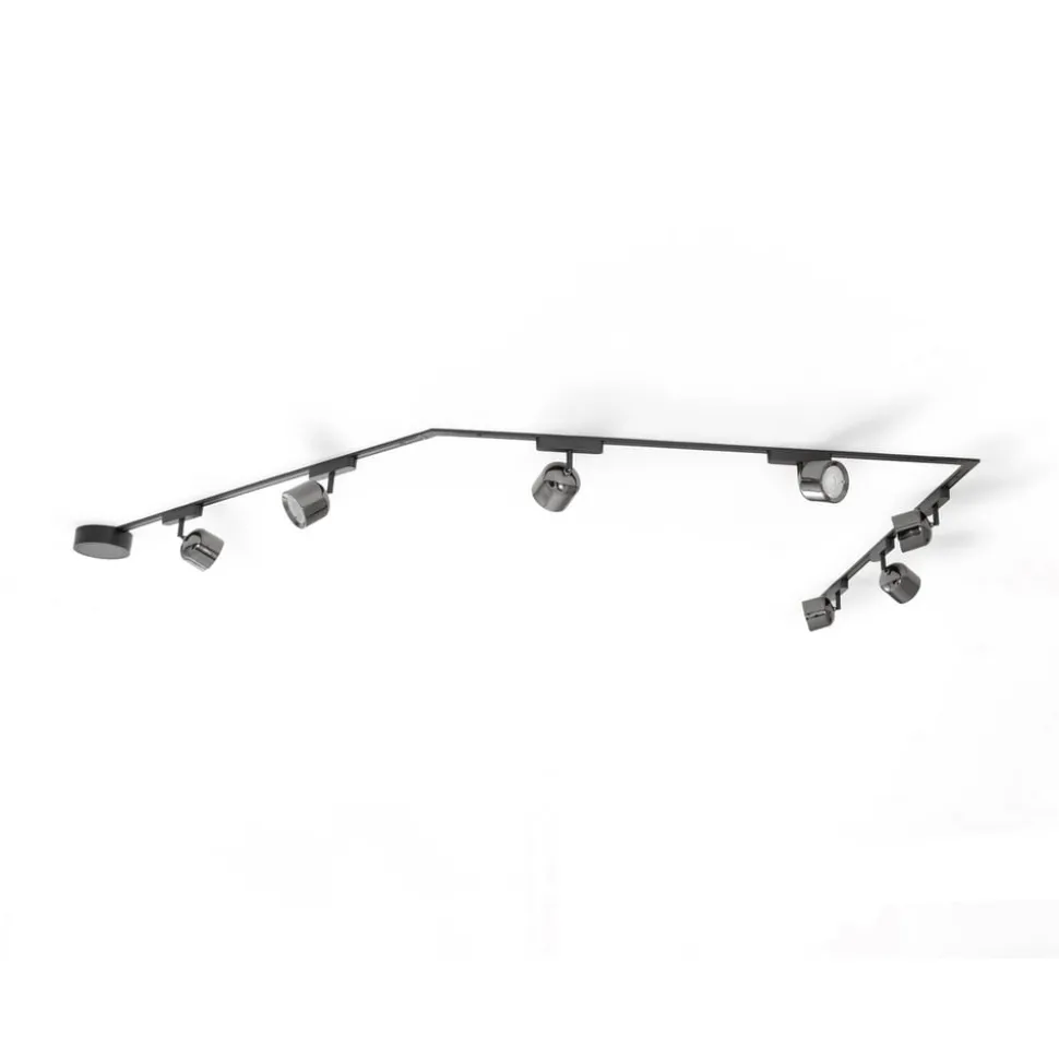 Railsystem 48V Lumaro spots 7-lamps zwart Ø8cm dimbaar