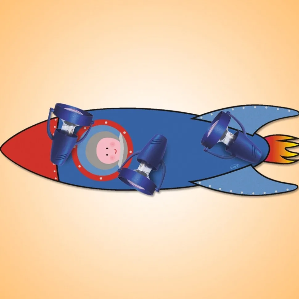 RAKETE - Plafondlamp voor kinderen in blauw en rood