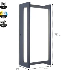 Rechte LED buitenwandlamp Qubo