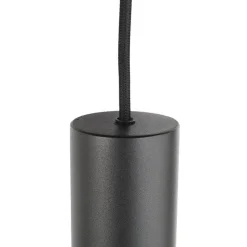 Reflexion hanglamp, metaal, glas, 9-lamps, zwart