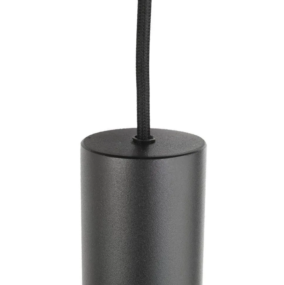 Reflexion hanglamp, metaal, glas, 9-lamps, zwart