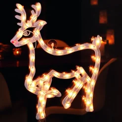 Rendier raamsilhouet binnen met 50 LED lampjes