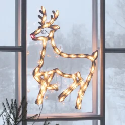 Rendier raamsilhouet binnen met 50 LED lampjes