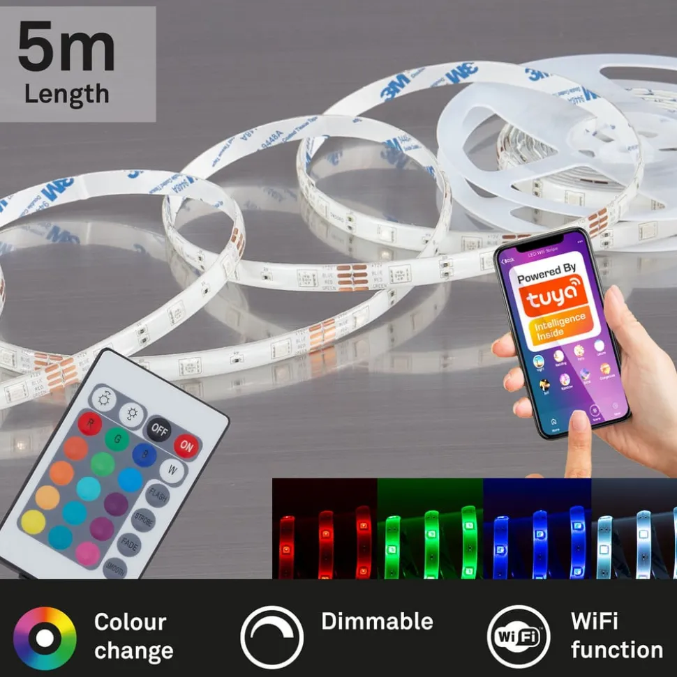 RGB LED strip WiFi, 500cm, met afstandsbediening
