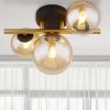 Riha plafondlamp amber, lengte 28,5 cm, 3-lamps, glas
