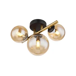 Riha plafondlamp amber, lengte 28,5 cm, 3-lamps, glas