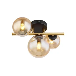 Riha plafondlamp amber, lengte 28,5 cm, 3-lamps, glas