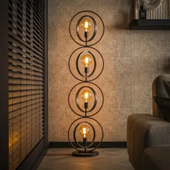 Ringelbach vloerlamp, 4-lamps, antraciet, metaal, E27