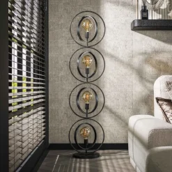 Ringelbach vloerlamp, 4-lamps, antraciet, metaal, E27