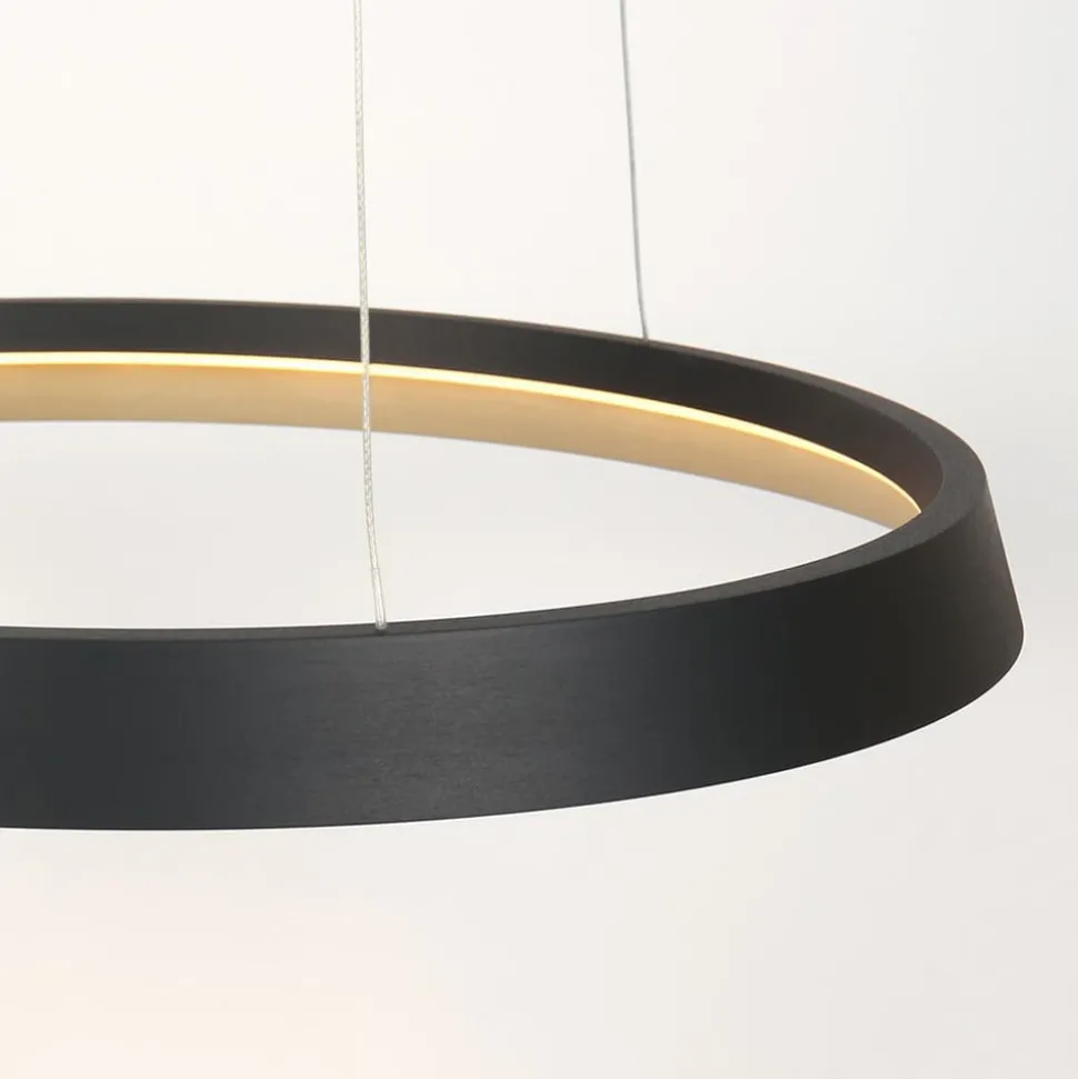 Ringlux hanglamp, 1-lamp, zwart, metaal