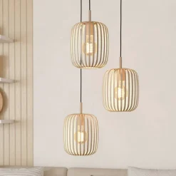 Romazzina hanglamp, Ø 46 cm, zandkleurig, 3-lamps, staal