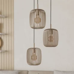 Romazzina hanglamp, Ø 46 cm, zandkleurig, 3-lamps, staal