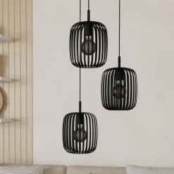 Romazzina hanglamp, Ø 46 cm, zwart, 3-lamps, staal